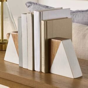 Better Homes & Gardens Wood and Marble Contemporary Bookends Heavy